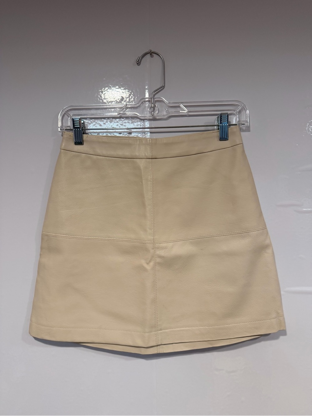 NWT BB Dakota X Steve Madden Cream A-Line Faux Leather Mini‎ Skirt
